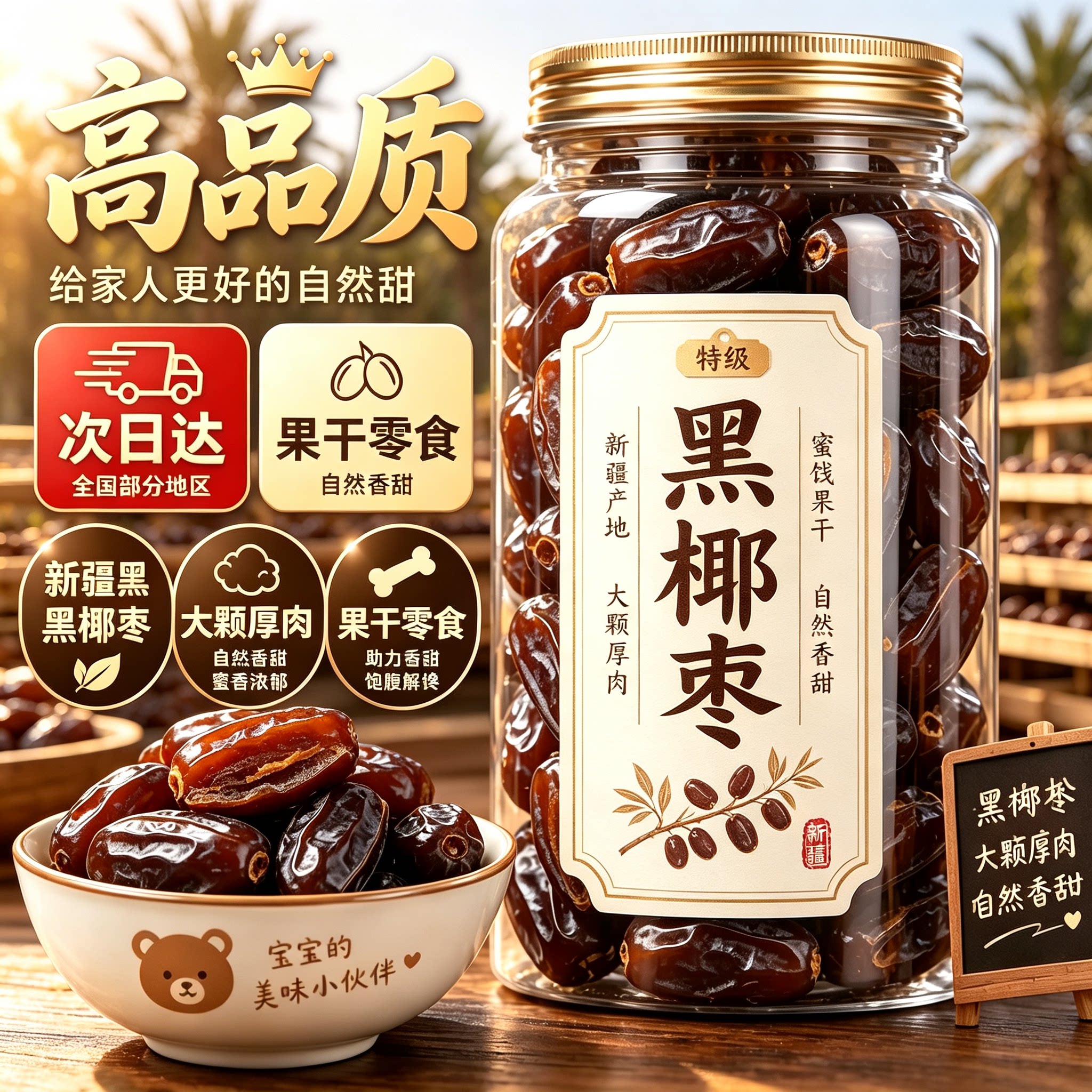 新疆正宗黑椰枣原味大蜜饯