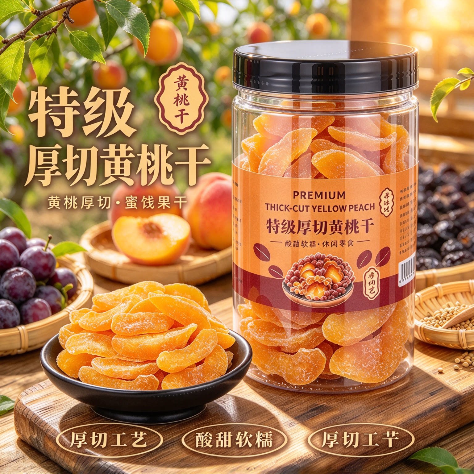无添加原味无糖黄桃干即食