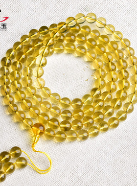 天然柠檬黄水晶108颗佛珠手串招财旺事业男女款首饰多圈手链饰品