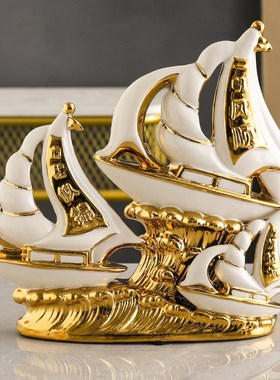 一帆风顺帆船摆件乔迁新居礼品桌面书房工艺品创意家居客厅装饰品