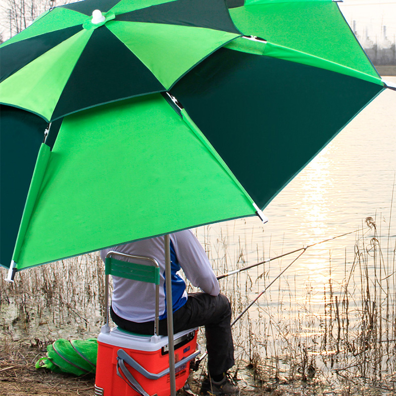 钓鱼伞大钓伞万向可调节加厚黑胶双层抗风防雨防晒落地遮阳伞渔具