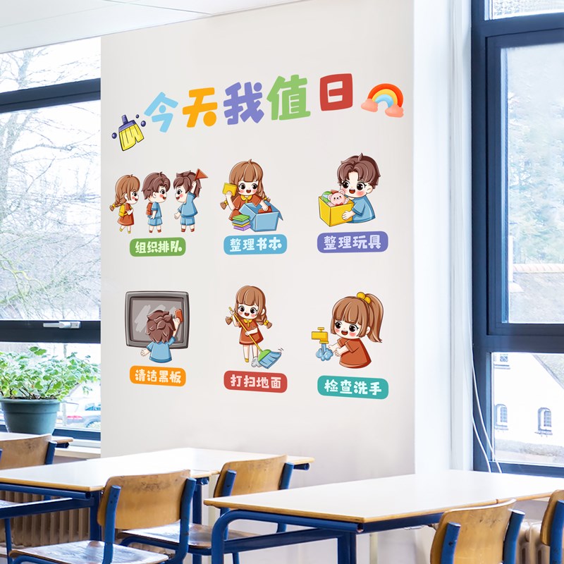 班级之星评比栏墙贴纸自粘小学教室装饰文化墙面布置卡通励志贴画