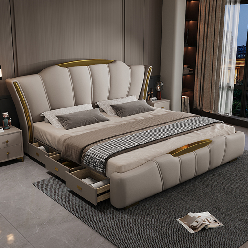 真皮床现代简约2米主卧双人床