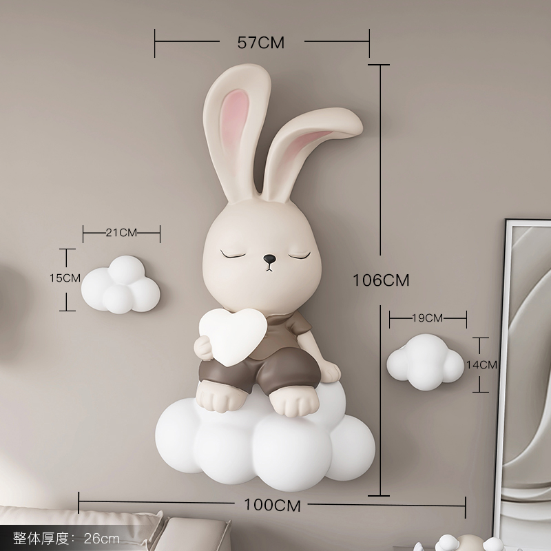 兔子3D立体浮雕壁挂客厅背景墙面装饰灯玄关挂画卧室儿童房间壁饰图片