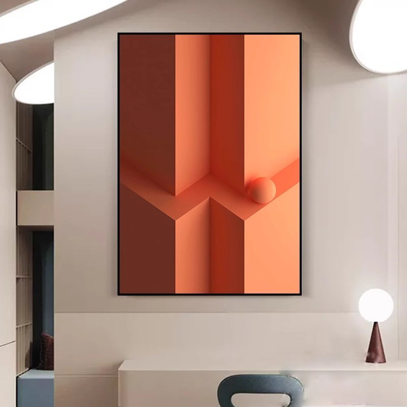 现代简约几何抽象立体感客厅装饰画高级感英文字母背景墙挂画壁画图片