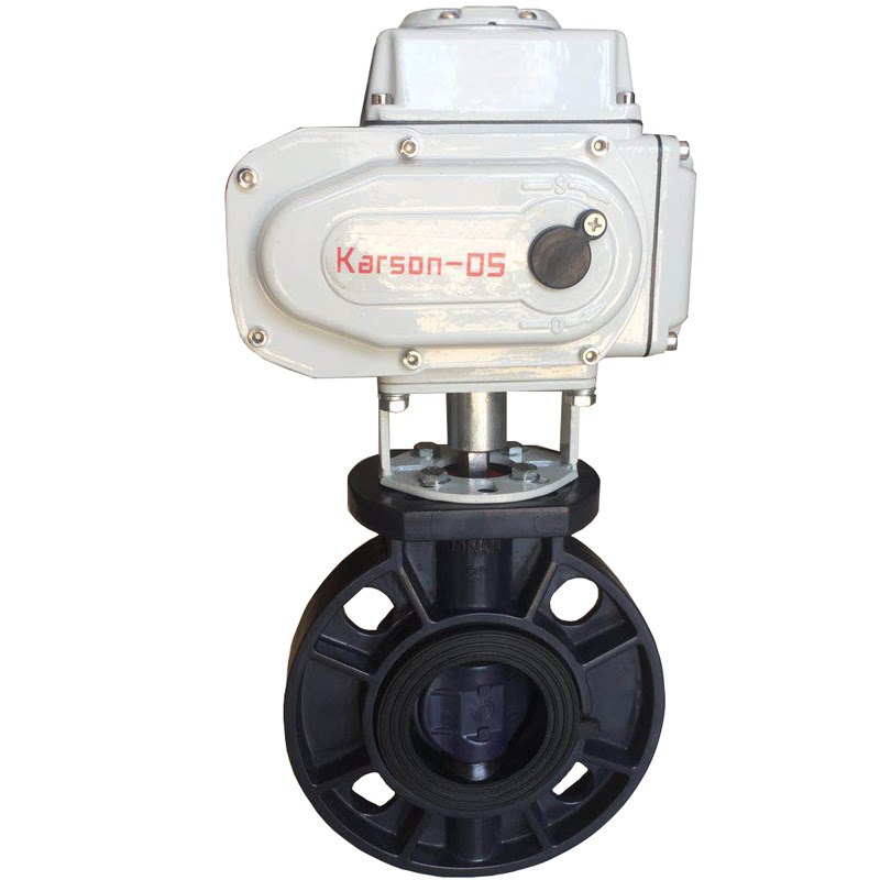 karson厂家直销D971X-10S对夹塑料2寸DN110酸碱污水 电动UPVC蝶阀