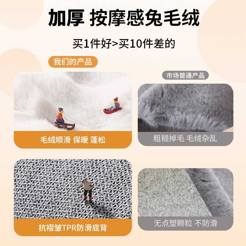 卧室地毯2024新款客厅沙发茶几垫子家用毛绒床边免洗房间飘窗地垫