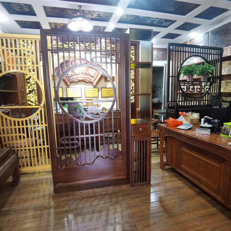 现代新屏风实体隔断办公室客厅工厂实木柜简约中式家用入户遮挡