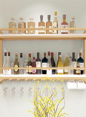 北欧金色铁艺高脚酒杯置物架墙上红酒展示架酒馆装饰轻奢置物架