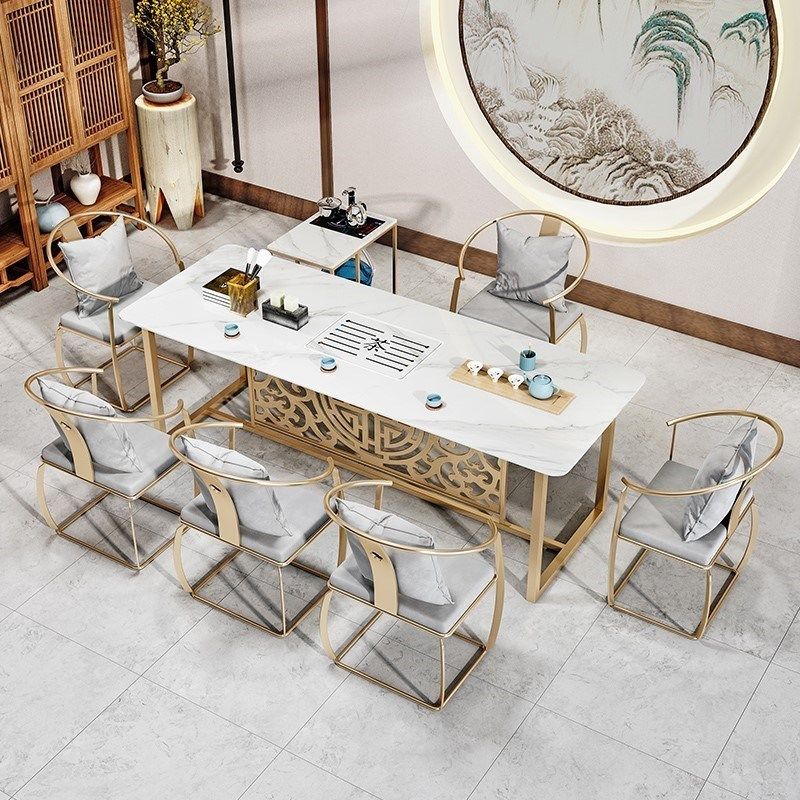 中式轻奢茶桌椅组合套装办公室商务岩板茶台桌椅家用客厅功夫茶几,住宅家具,茶几,淘宝优惠券,粉丝福利购,淘宝优惠卷