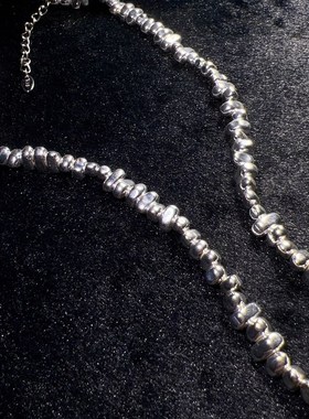 银锭子不规则装饰项链珍珠秀款夸张饰品颈链锁骨链