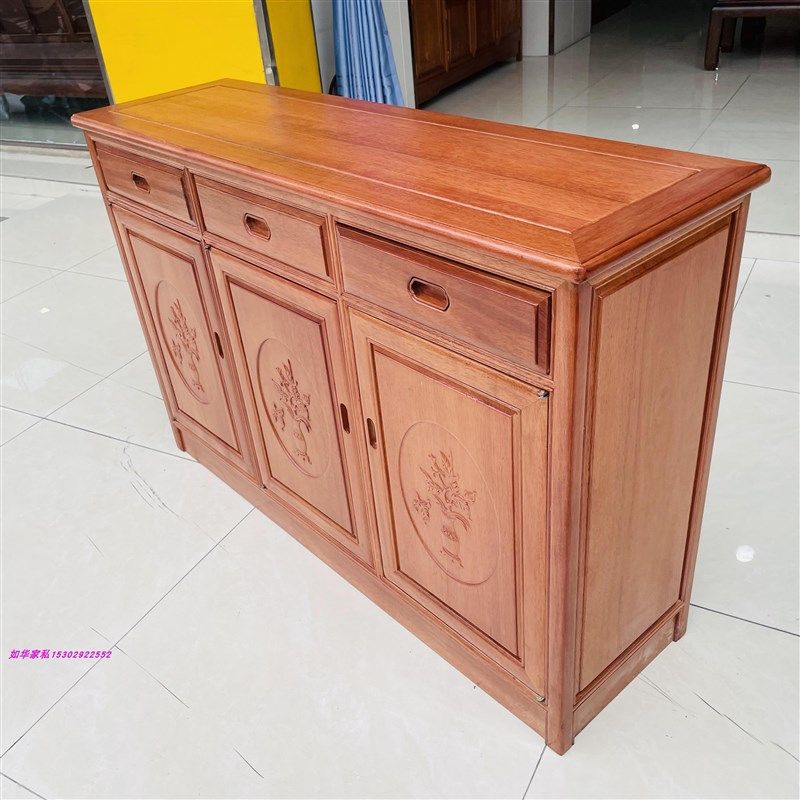 红木茶水柜菠萝格餐边柜1.28米花梨木全实木储物柜中式餐碗柜整装,住宅家具,红木餐边柜,淘宝优惠券,粉丝福利购,淘宝优惠卷