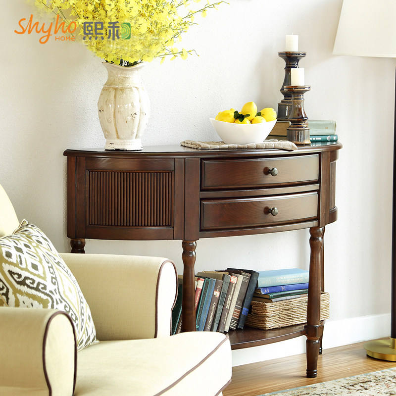 美式半圆桌玄关台客厅简约玄关柜隔断柜全实木门厅边桌装饰储物柜,住宅家具,门厅/玄关柜/玄关架,淘宝优惠券,粉丝福利购,淘宝优惠卷