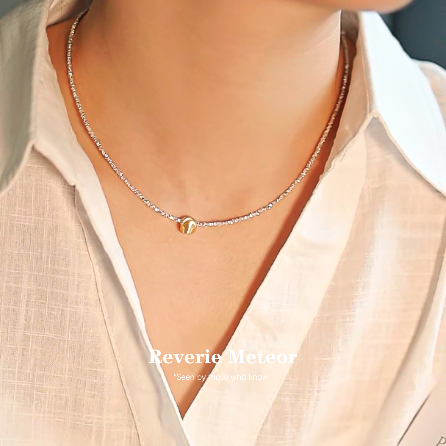 纯银几何吊坠项链女法式锁骨链