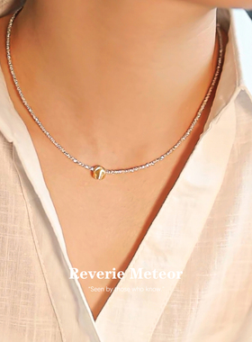 纯银几何吊坠项链女法式锁骨链