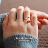 美拉德风 虎眼石戒指女纯银开口戒复古棕调猫眼石气质秋冬新款