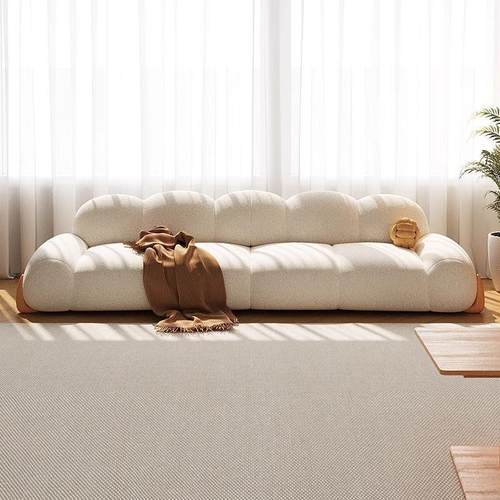 沙发日式直排原木风沙发简约现代客厅奶油风猫抓布泰迪绒沙发