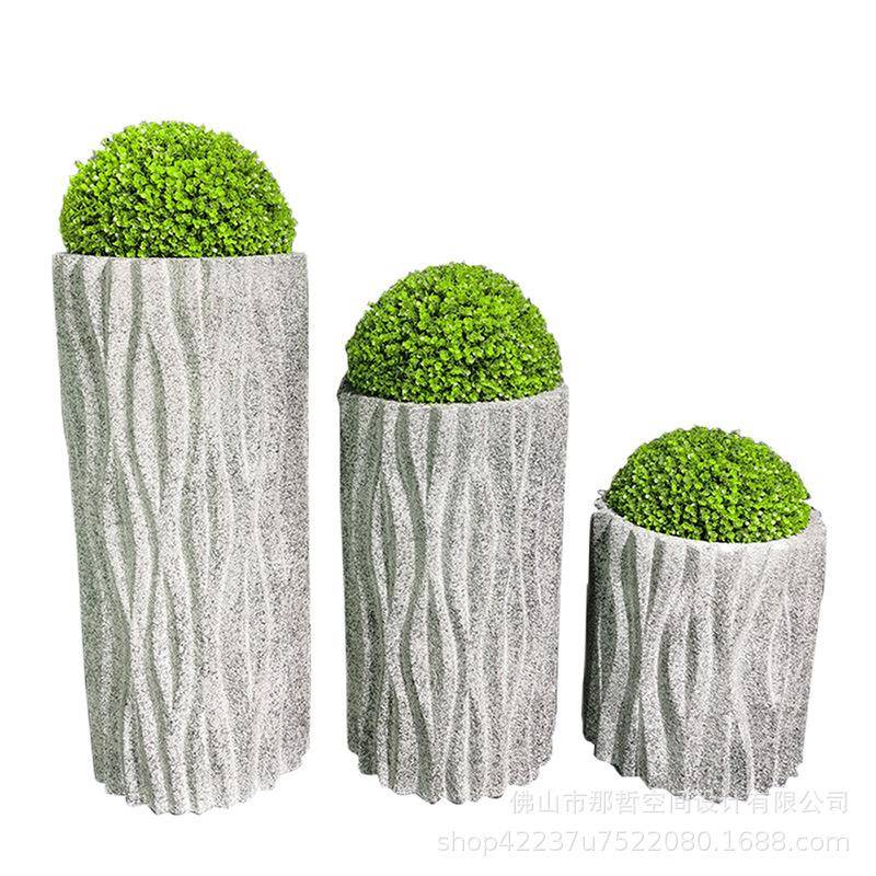 仿真植物盆栽花盆圆柱形花瓶组合客厅商场室内外种植盆景花盆