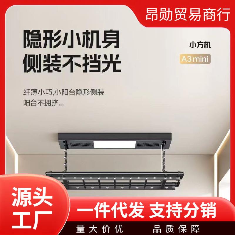 晾衣架阳台电动侧装短款小户型智能挂衣架简约照明全自动晾衣架子