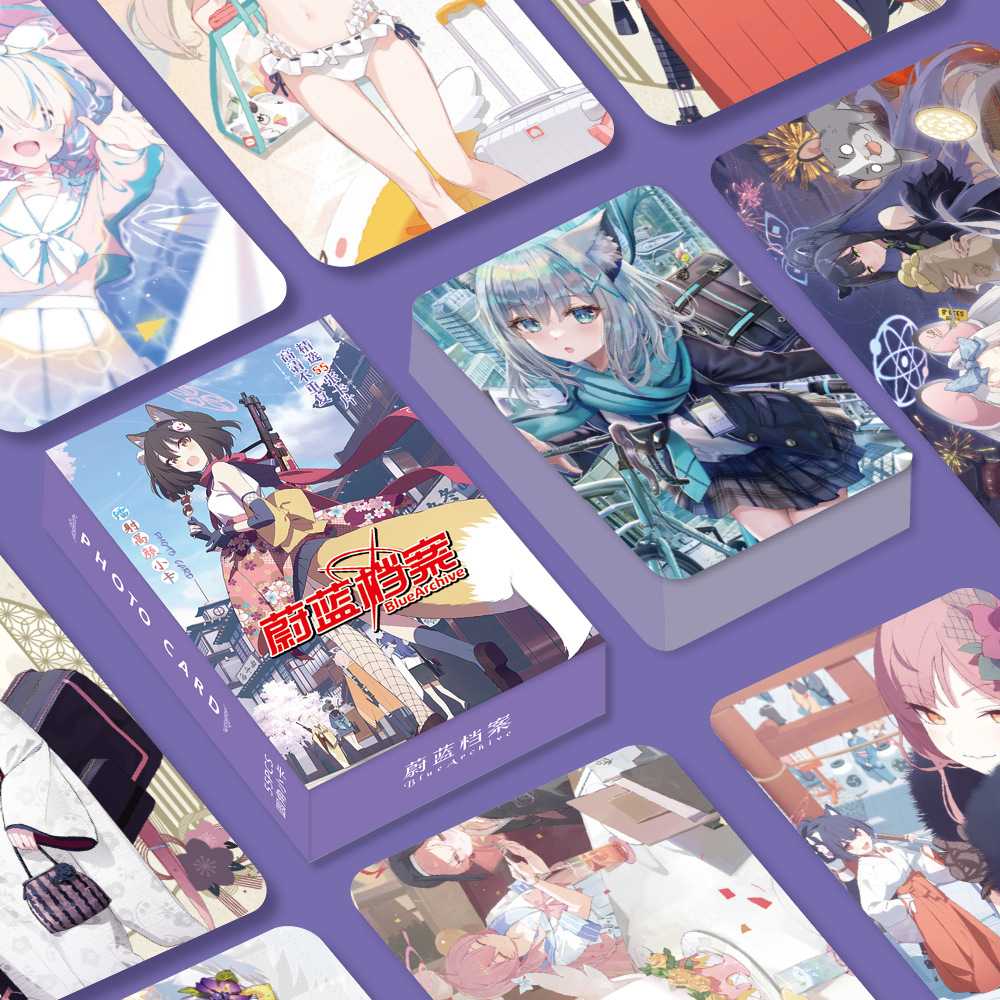 蔚蓝档案动漫游戏周边55张镭射高清盒装小卡高清不重复lomo卡新款