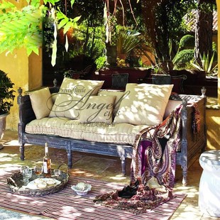 美式乡村实木雕花两用二三人沙发 欧式法式复古做旧多功能沙发床