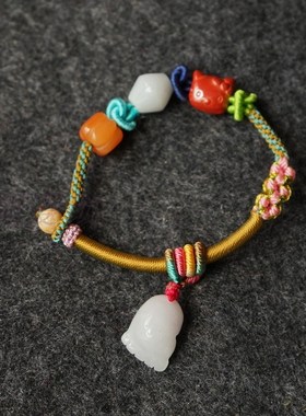 本命年红绳编织手链朱砂时来运转福瓜手绳