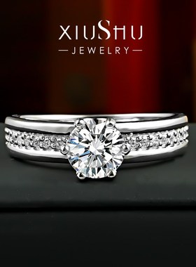 许愿池925银八星八箭人工钻戒指镶嵌高碳钻闺蜜礼物求婚情侣气质