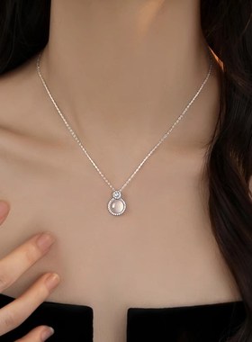 冰清玉洁~满钻玉髓吊坠项链女轻奢小众高级感气质设计颈链锁骨链