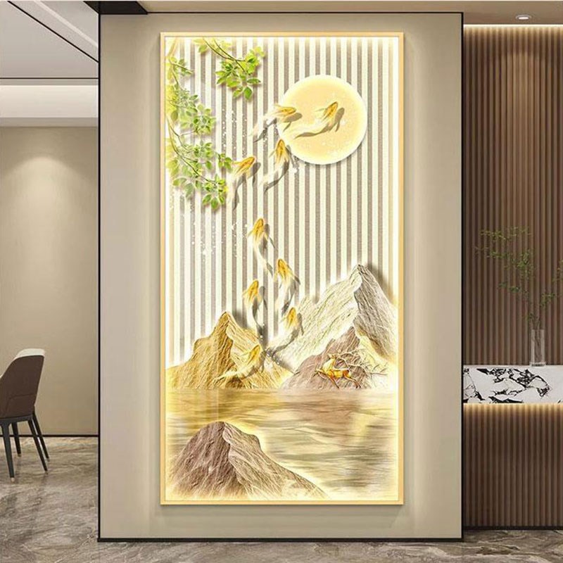 2024新款玄关高端LED灯装饰画轻奢进门生财客厅挂画走廊过道壁灯