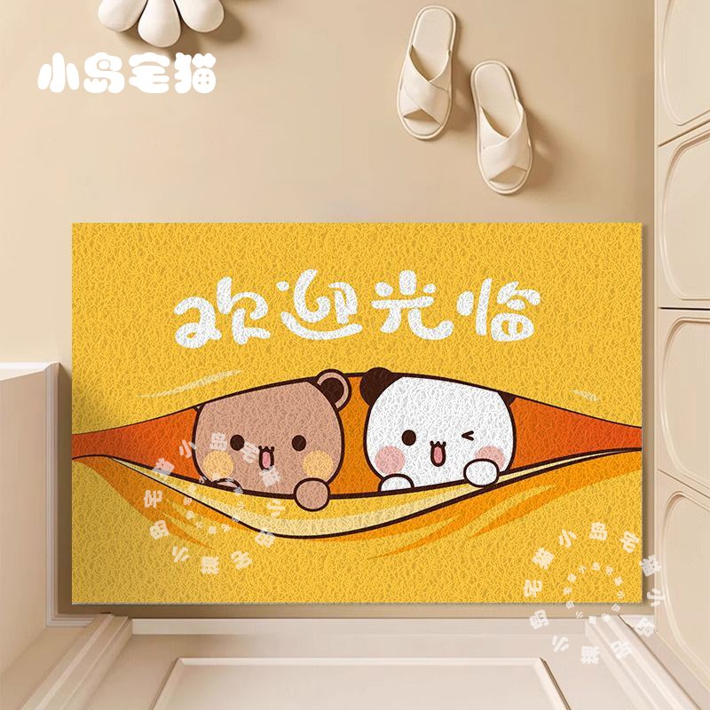 创意一二布布入户门丝圈地垫家用进门口蹭土耐脏脚垫除尘pvc地毯