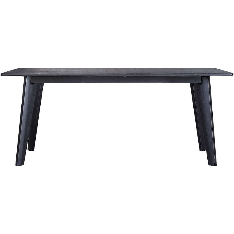 火烧石餐桌长方形黑色火山石餐桌椅组合北欧实木现代简约家用饭桌