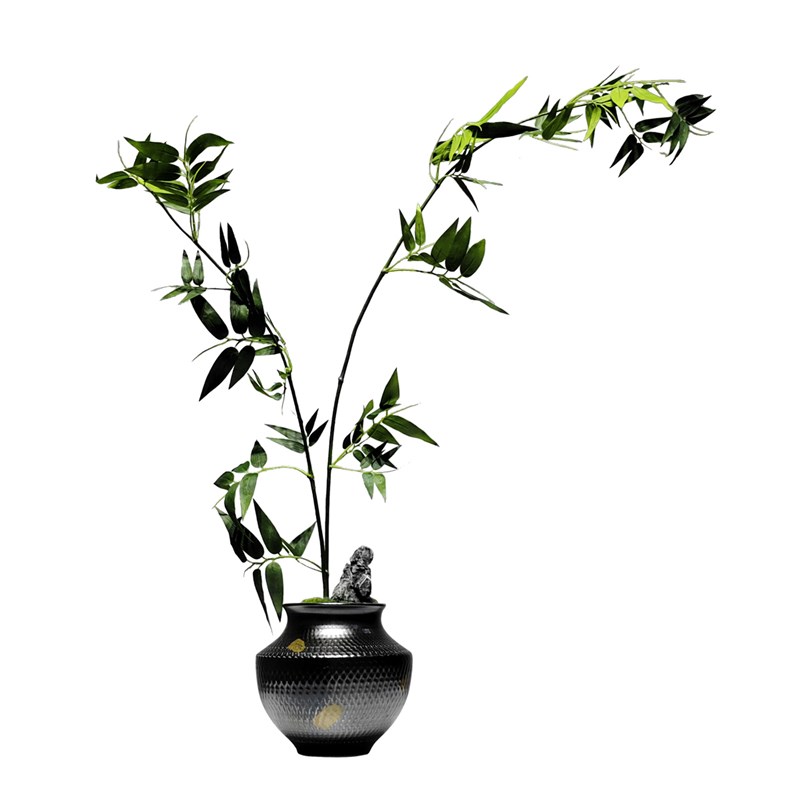 仿真簕竹竹子绿植禅意新中式日式样板间茶室会所餐厅花架玄关摆件