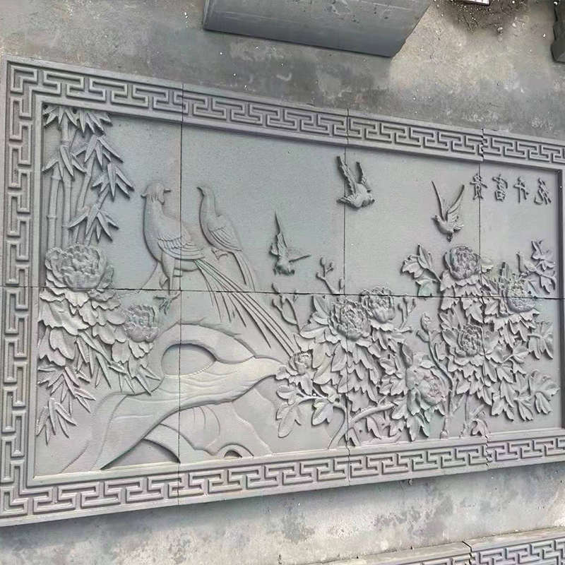 定制砖雕大幅画青砖雕刻砖古建筑影壁墙浮雕机雕定制各种尺寸图案