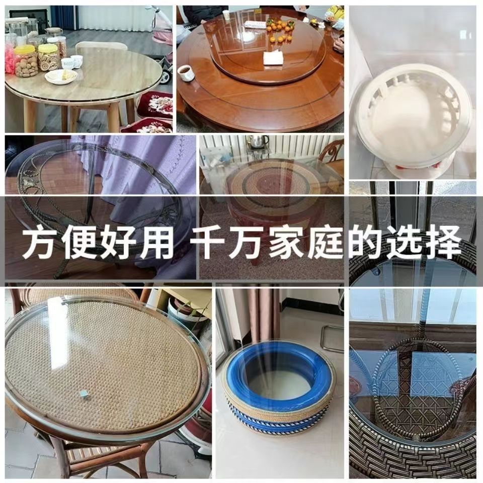 钢化玻璃餐桌面圆形轮胎小茶几玻璃面板家用酒店餐桌转盘台面定制
