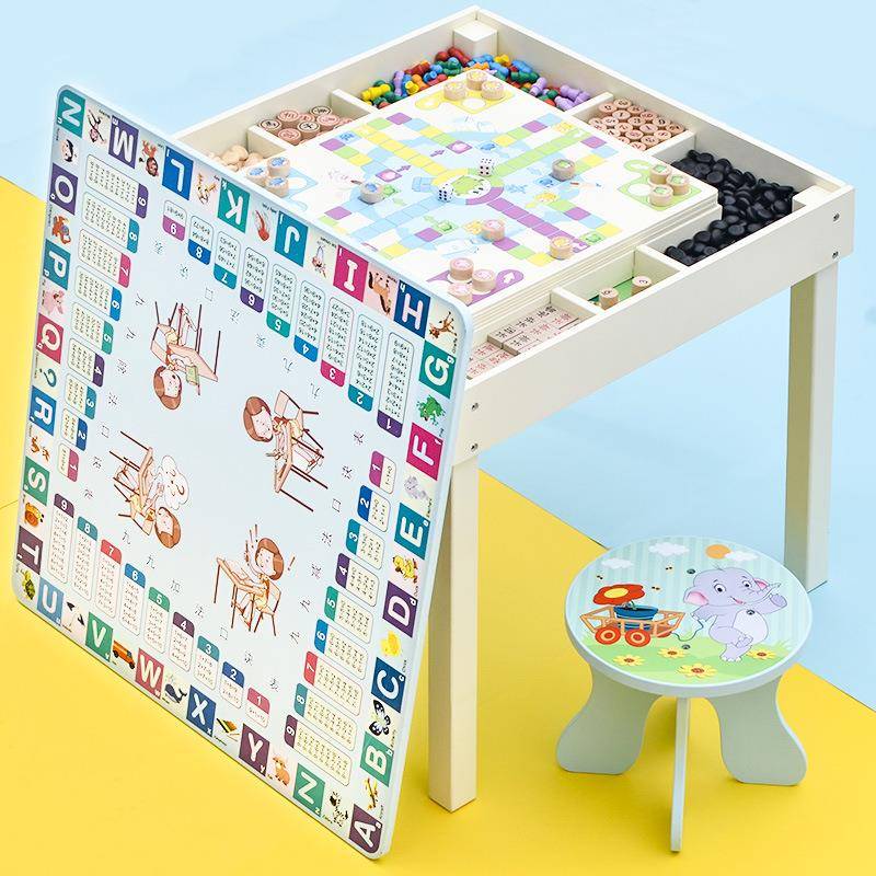 儿童多功能宝宝积木桌玩具学习桌拼装益智玩具台游戏棋类组合桌子