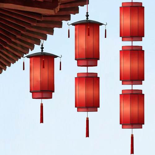 2025年景区餐饮店屋檐门头室外防水庭院吊灯中式竹编灯笼挂大门口