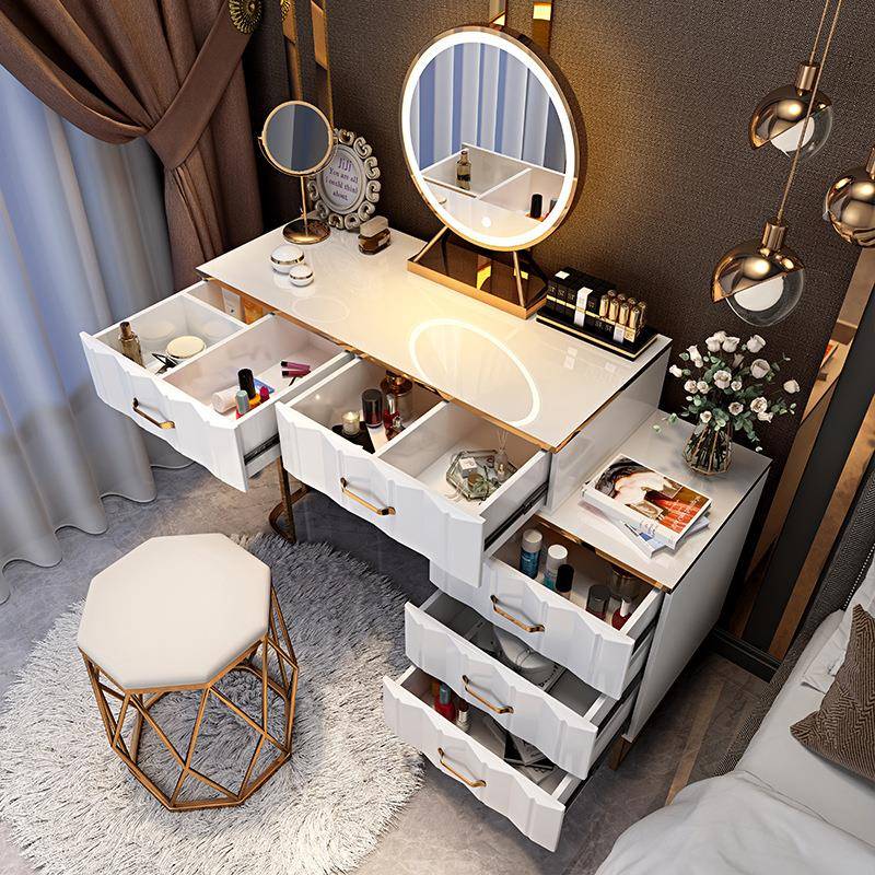 北欧梳妆台收纳一体小户型卧室梳妆台网红小户型卧室桌椅配套