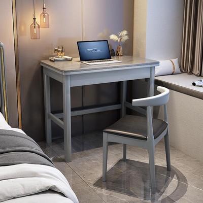 灰色单人轻奢现代岩板小书桌60CM床头电脑学习桌小户型实木书桌