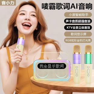 U8爆款智能AI迷你歌词显示麦克风音箱带分体式家庭KTV音响
