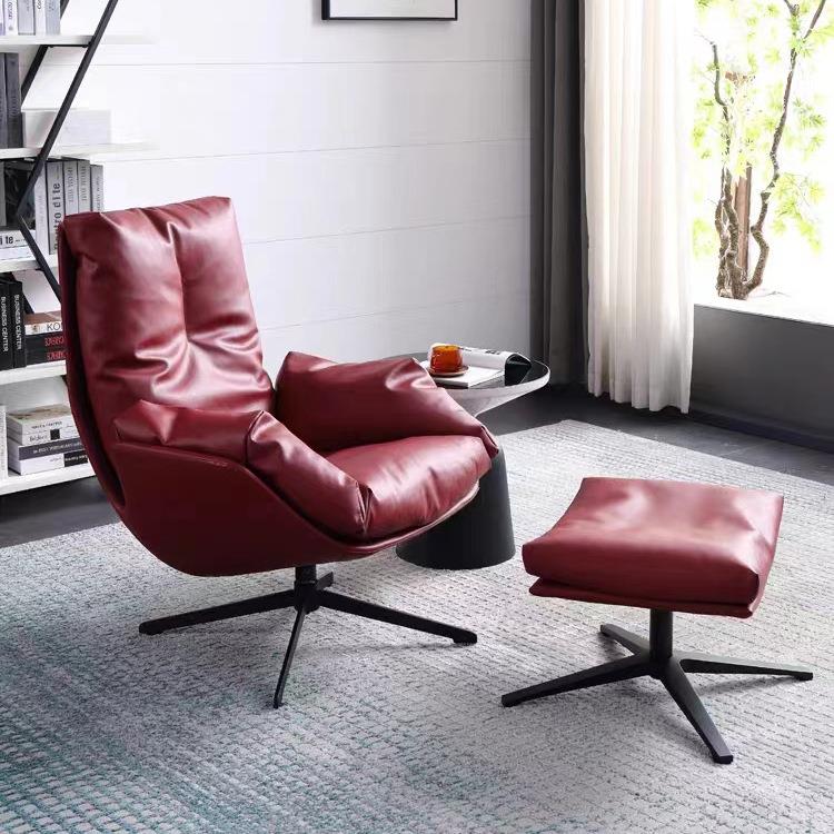 长明家具意式轻奢单椅客厅阳台可旋转羽绒休闲沙发椅网红懒人躺椅