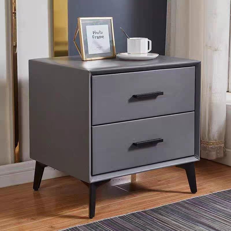 床头柜简约现代家用卧室2024新款实木床边柜小型主卧高端灰色柜子