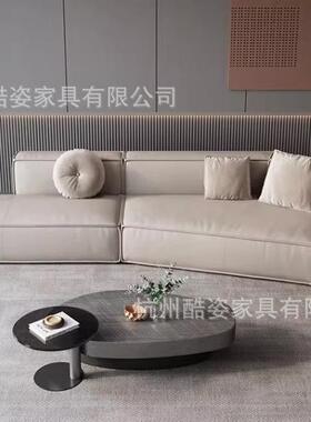 北欧轻奢现代真皮三人休闲沙发工作室设计师商店影楼服装店沙发