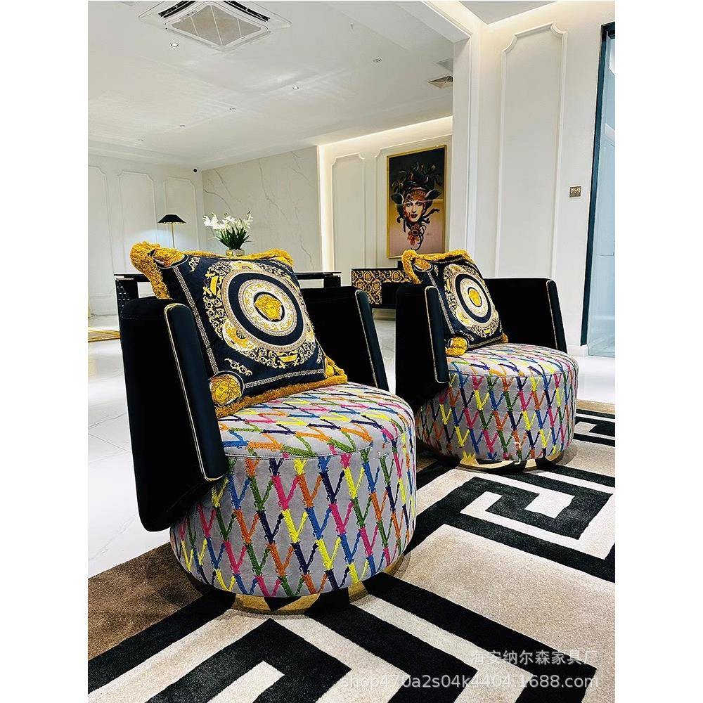 意式轻奢设计师沙发椅瓦萨琪范偲哲单人椅简约网红休闲旋转椅子