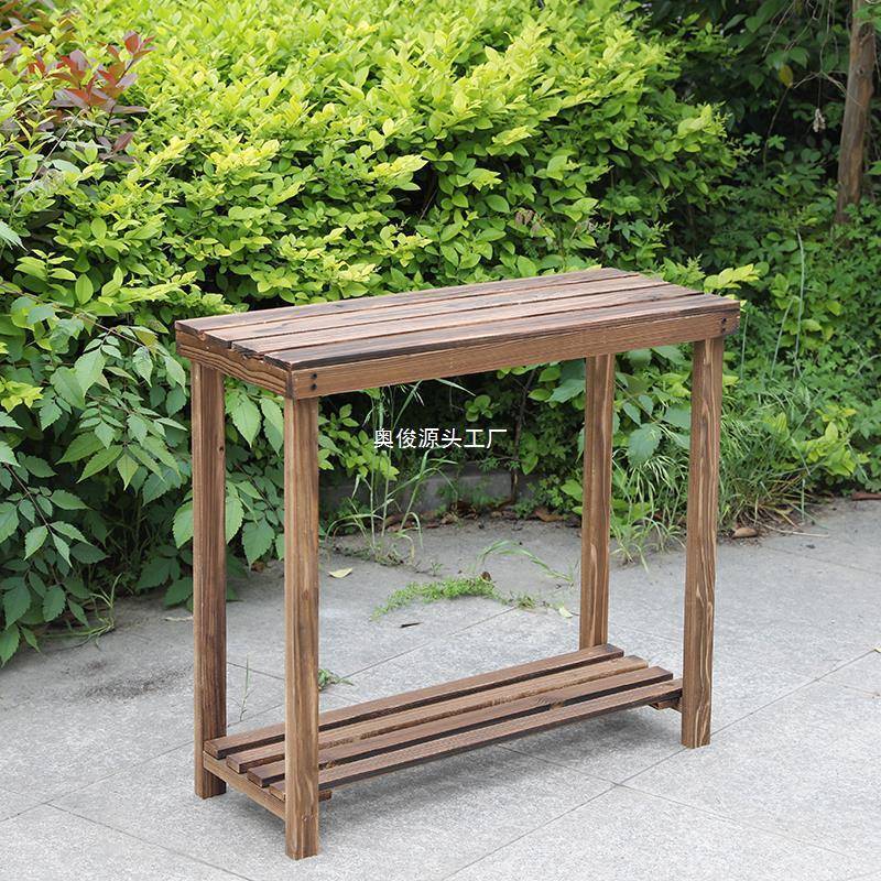 花架置物架实木碳化阶梯多层阳台落地防腐木室内户外绿萝花盆架子