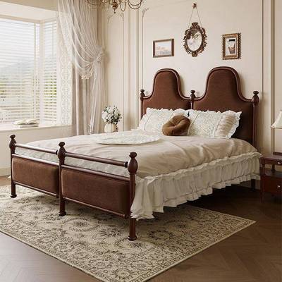 丹梵斯法式中古风复古老巴黎床白蜡木婚床实木双人床榉木双人床