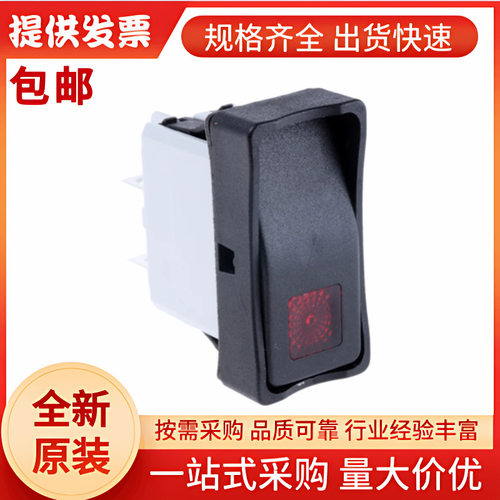 KG412A2XDA26X6 APEM 带灯船型开关, 黑色矩形执行器, 双刀单掷