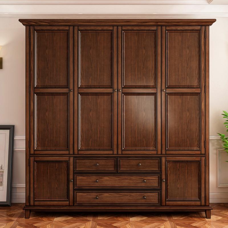 南京定制美式实木衣柜胡桃木23四门衣柜卧室家具乡村衣橱储物