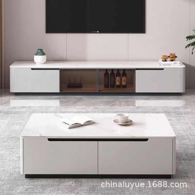 新款实木轻奢极简家用电视柜茶几组合简约客厅烤漆大小户型落地柜