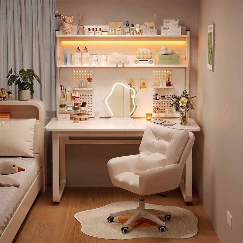 书架化妆桌二合一铁艺梳妆台书桌一体简约现代主卧女生卧室电脑桌