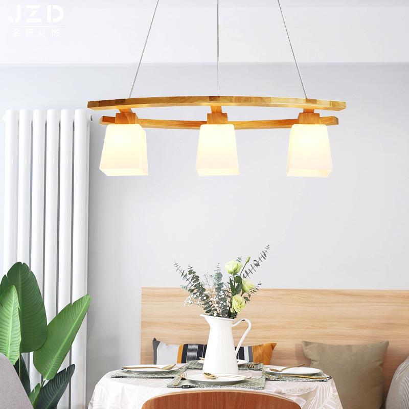 北欧餐厅实木吊灯日式个性创意实木吊灯led饭厅客厅原木质吊灯